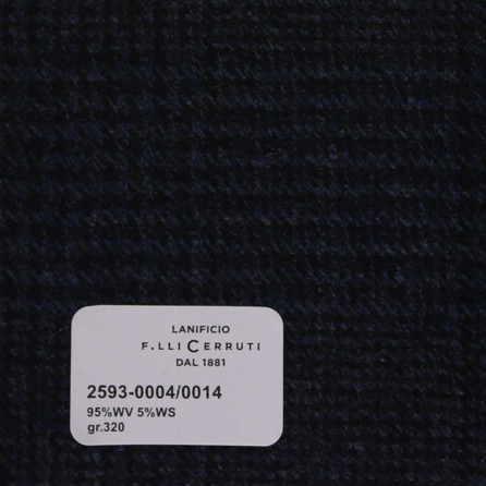 2593-0004/0014 Cerruti Lanificio - Vải Suit 100% Wool - Xanh Dương Trơn